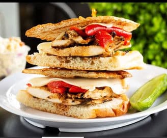 Delicious loaded bagel sandwich