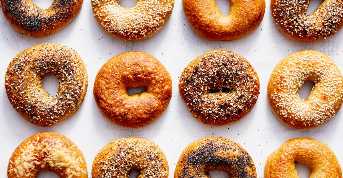 Fresh authentic bagels spread